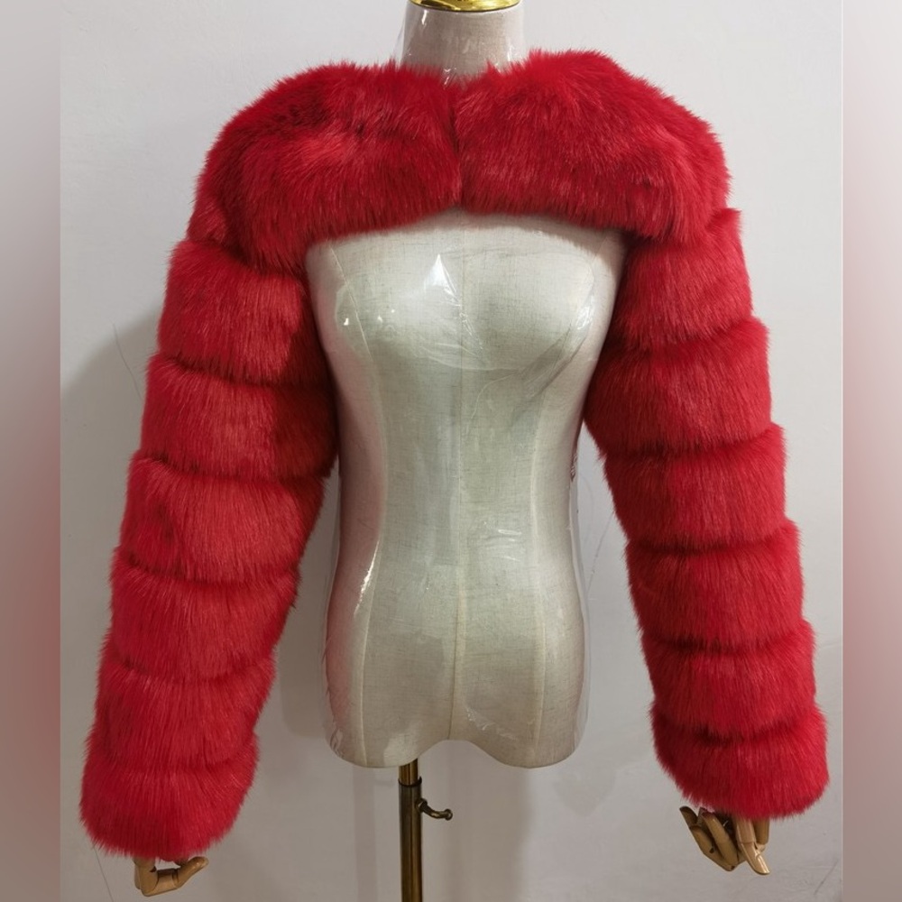 Faux Fur Bolero Puffer Fur - Picture 4 of 16